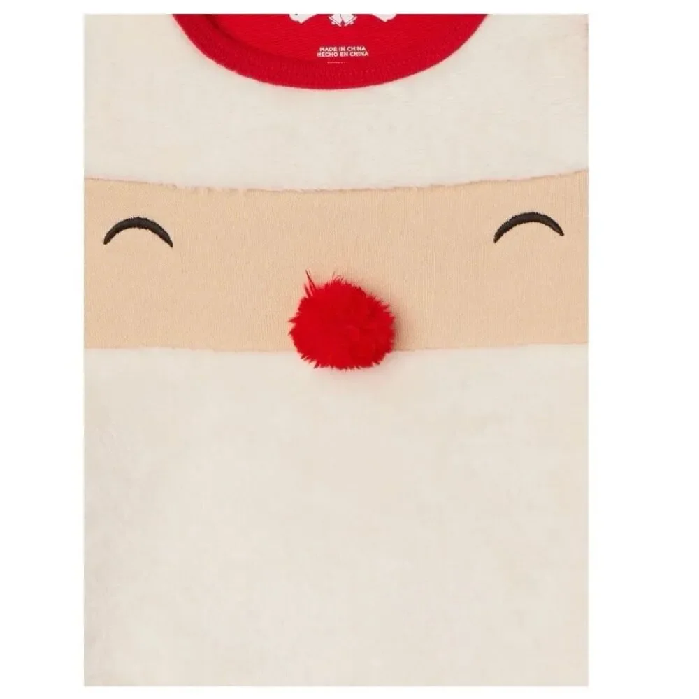 Holiday Santa Baby Romper Onesie with Matching Hat 0-3 Months